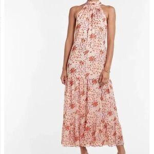 Express Pink Floral Halter Maxi Dress